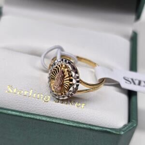 Moricci women Virgin Mary sterling silver gold tone ring size 7